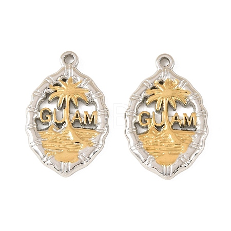 Two Tone 304 Stainless Steel Pendants STAS-L314-10GP-02-1