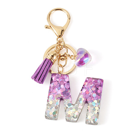 Alloy Resin Heart Keychains KEYC-TADJ0002-01G-M-1