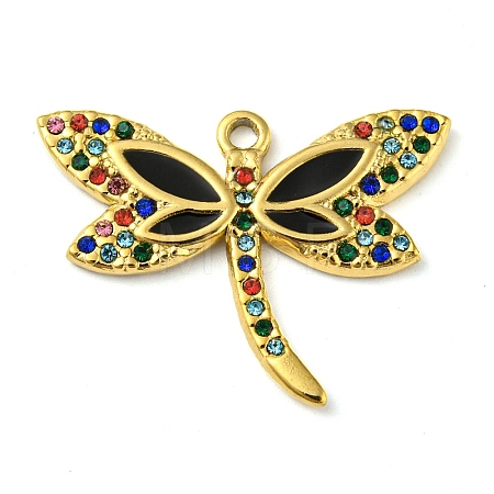 Ion Plating(IP) Real 18K Gold Plated 304 Stainless Steel Rhinestone Pendants STAS-P341-04G-03-1