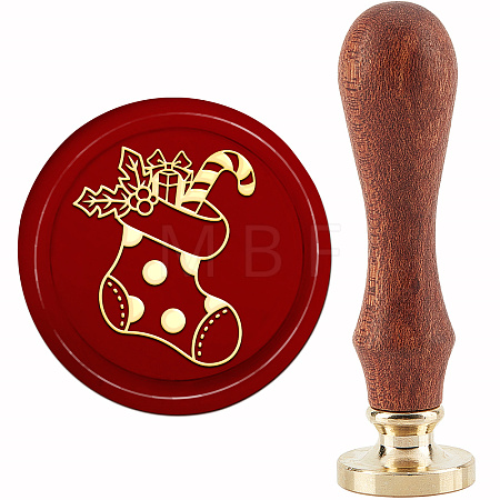 Brass Wax Seal Stamp with Handle AJEW-WH0184-0653-1