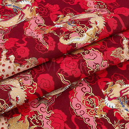 Qilin Pattern Cotton Fabric DIY-WH0579-97A-1