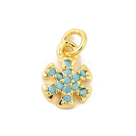 Real 18K Gold Plated Rack Plating Brass Micro Pave Cubic Zirconia Pendants Charms KK-S396-01B-1