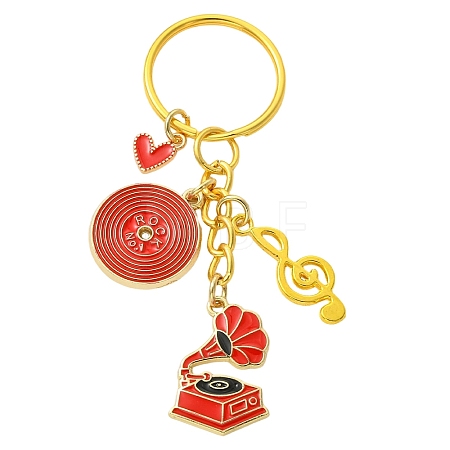 Alloy Enamel Disc & Gramophone & Musical Note Pendant Decorations KEYC-YW00286-01-1