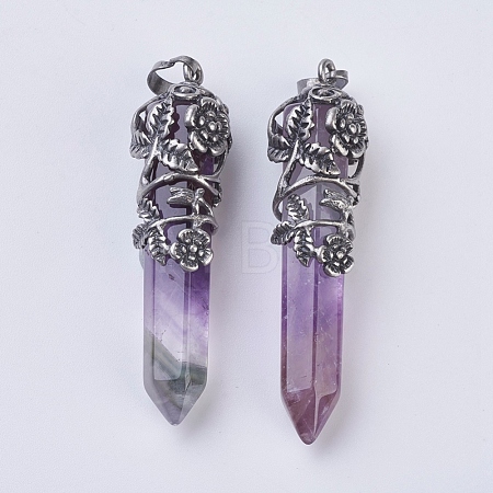 Natural Amethyst Pointed Pendants G-F529-B06-1