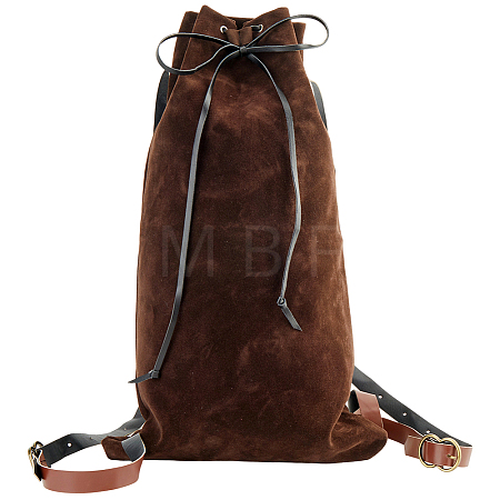Flocking Fibre Drawstring Backpacks with PU Leather Straps and Alloy Clasps ABAG-WH20019-02B-1