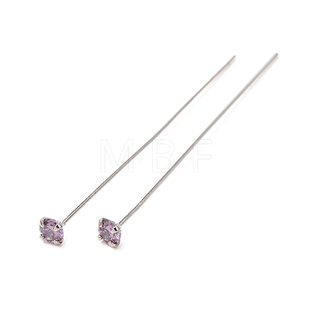 Brass Micro Pave Cubic Zirconia Stud Earring Findings CU-CBA4618-01P-07-1