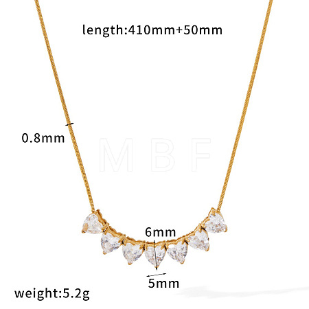 304 Stainless Steel Pave Clear Cubic Zirconia Geometric Pendant Necklaces for Women WG70AF8-03-1
