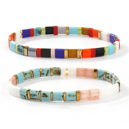 2Pcs Bohemian Glass Seed Beads Stretch Bracelets for Women RZ0109-6-1