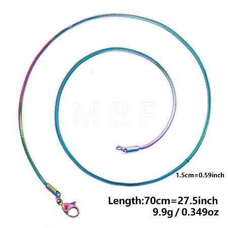 Ion Plating(IP) 1.5mm Unisex 304 Stainless Steel Snake Chains Necklaces ZV2766-12-1