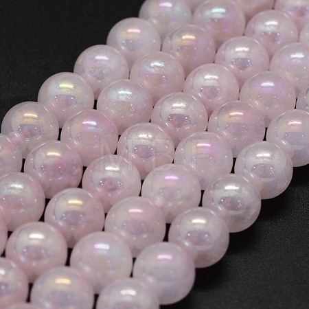 Electroplated Natural Rose Quartz Beads Strands G-K285-06-10mm-1