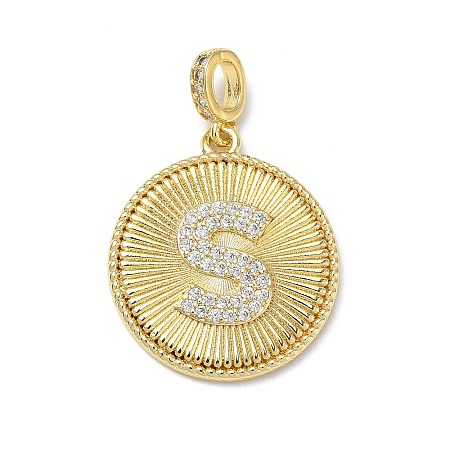 Brass Micro Pave Clear Cubic Zirconia Pendants KK-L253-17G-S-1