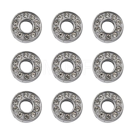 Alloy Initial Slide Charms with Grade A Rhinestones ALRI-R032-O-FF-1