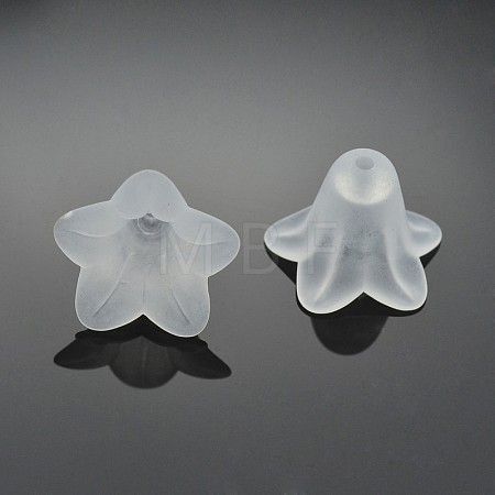 White Frosted Transparent Acrylic Flower Beads X-PLF018-01-1