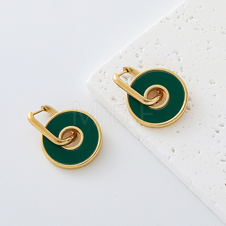 304 Stainless Steel Enamel Hoop Dangle Earrings for Women OP9359-4-1