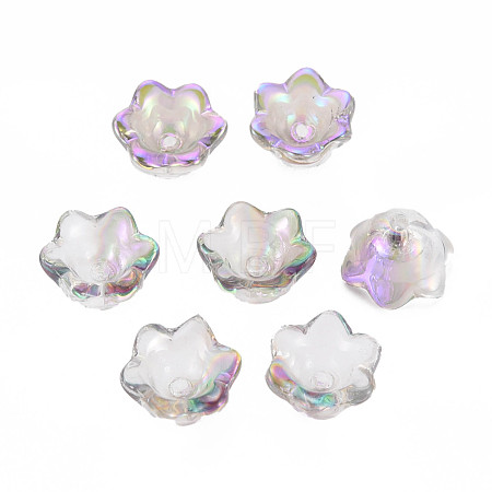 Electroplate Transparent Glass Bead Caps X-GLAA-T022-05-B01-1