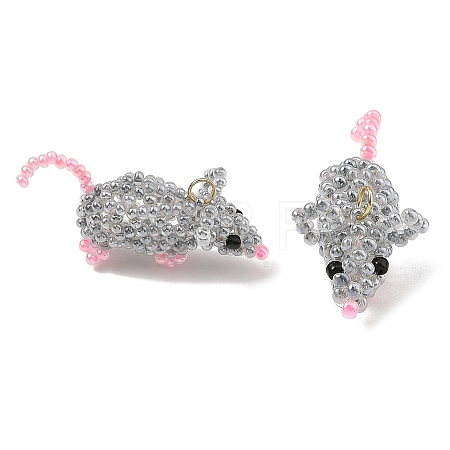 Glass Seed Beads Pendants PALLOY-MZ01453-1