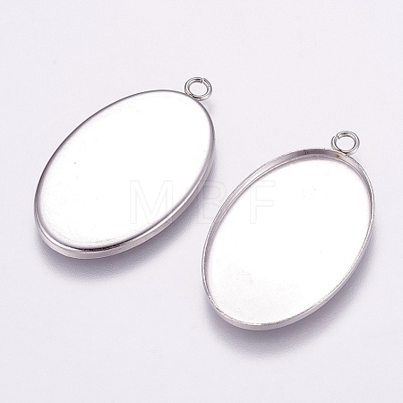 Tarnish Resistant 304 Stainless Steel Pendant Cabochon Settings STAS-E144-075P-1