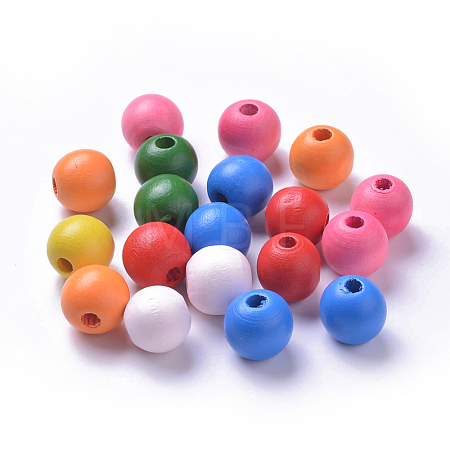 Dyed Natural Wood Beads WOOD-R249-066-1