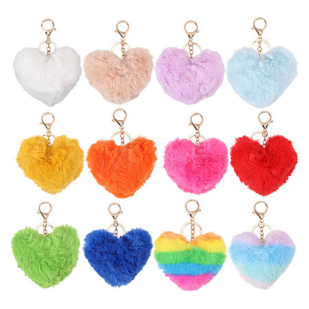 24Pcs Cloth Plush Keychains KEYC-WH0038-68-1