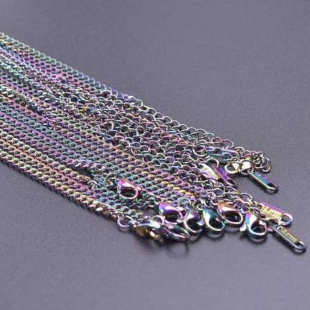 304 Stainless Steel 3mm Curb Chain Necklaces OT4459-5-1
