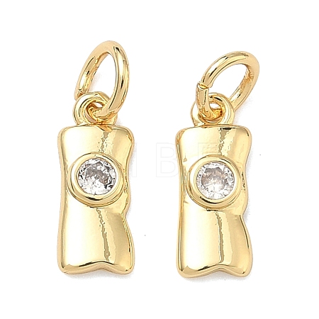Brass Micro Pave Clear Cubic Zirconia Charms KK-B170-15G-1