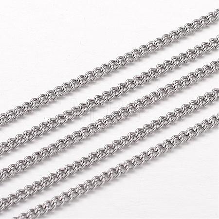 Tarnish Resistant 304 Stainless Steel Curb Chains CHS-K004-04P-0.6mm-1