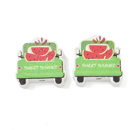 Summer Themed Printed Wood Beads WD-CBAA998-A05-1