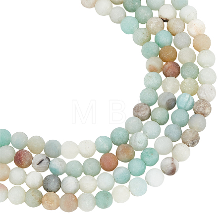 2 Strands Frosted Natural Flower Amazonite Round Beads Strands G-NB0004-45-1