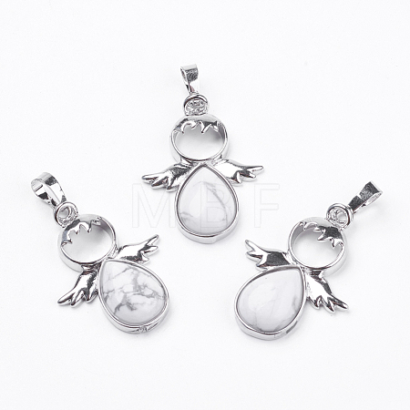 Natural Howlite Pendants G-G651-A14-1