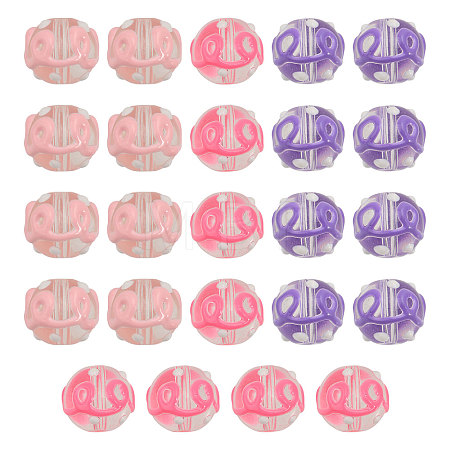 24Pcs 3 Colors Transparent Glass Round Beads GLAA-CA0001-55-1