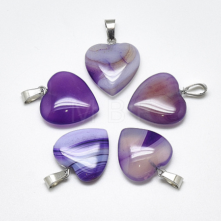 Natural Banded Agate/Striped Agate Pendants G-T122-24H-1