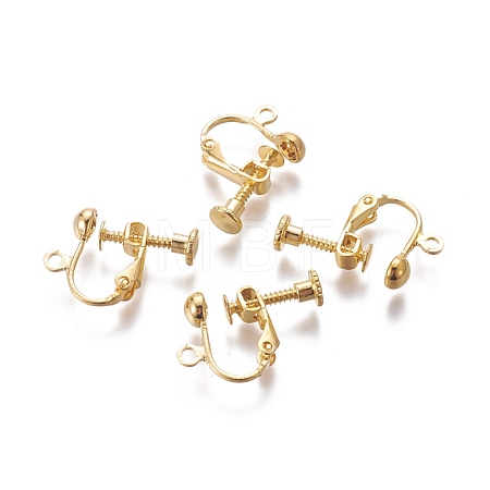 Rack Plated Brass Screw Clip-on Earring Findings KK-P169-04G-1