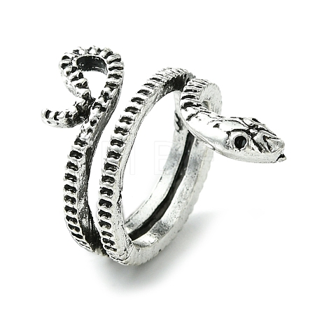 Snake Alloy Wrap Open Cuff Rings RJEW-K275-81AS-1