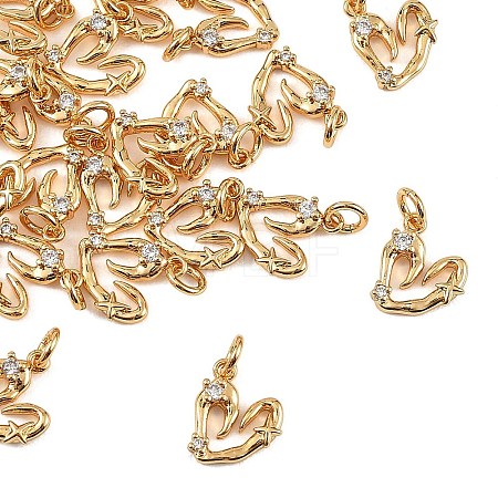 SHEGRACE Valentine's Day Brass Micro Pave Clear Cubic Zirconia Charms XGRQ4N919-704G-1