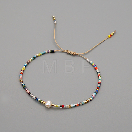 Adjustable Glass Seed Bead Braided Bead Bracelets for Women VT9382-8-1