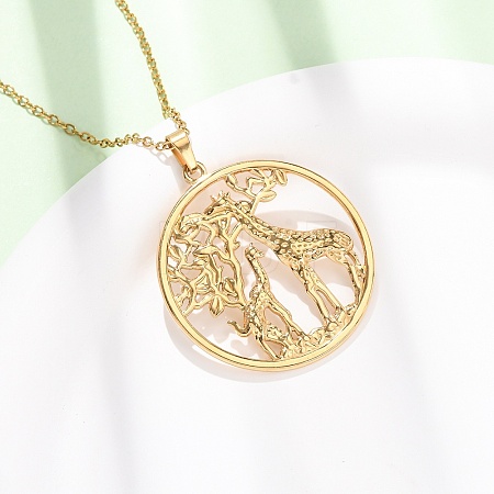 304 Stainless Steel Pendant Cable Chain Necklaces for Men Women NJEW-K308-03D-G-1