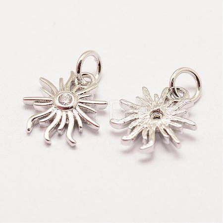 Brass Micro Pave Grade AAA Cubic Zirconia Charms ZIRC-G090-21P-NR-1