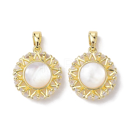 Rack Plating Brass Pave Clear Cubic Zirconia Pendants X-KK-K360-04G-1
