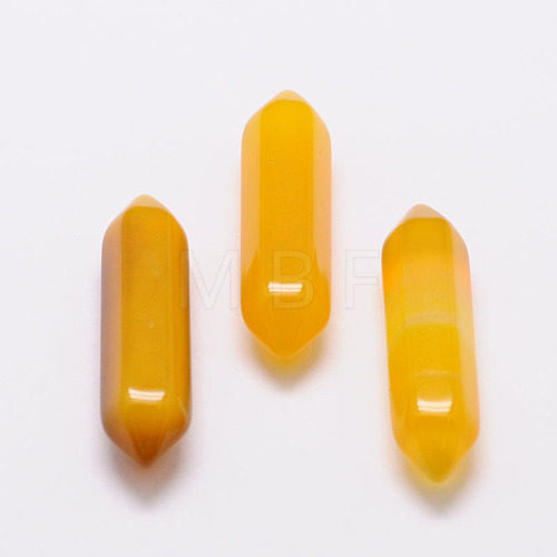 Dyed Faceted Natural Yellow Agate Points for Wire Wrapped Pendants Making G-K003-30mm-06-1