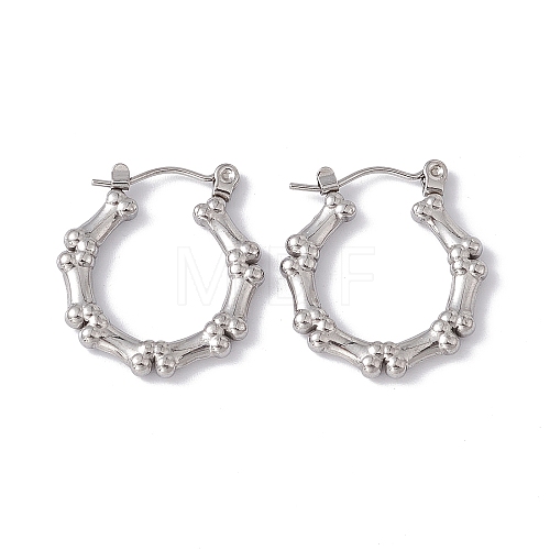 Non-Tarnish 304 Stainless Steel Dog Bone Wrap Hoop Earrings for Women EJEW-E199-05P-1