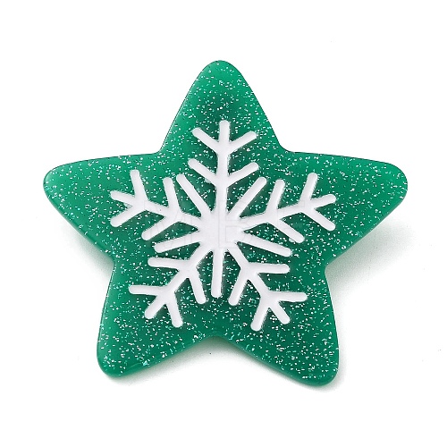 Star with Snowflake Cellulose Acetate(Resin) Alligator Hair Clips PHAR-Q120-01A-1