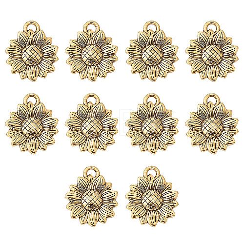 Sunflower Tibetan Style Alloy Pendants TIBEP-YW0001-52AG-1