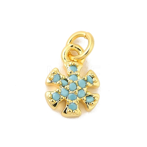 Real 18K Gold Plated Rack Plating Brass Micro Pave Cubic Zirconia Pendants Charms KK-S396-01B-1