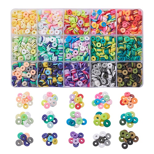 2400Pcs 15 Colors Handmade Polymer Clay Beads CLAY-YW0001-41-1