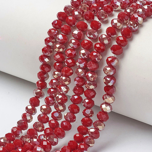 Electroplate Opaque Solid Color Glass Beads Strands EGLA-A034-P6mm-K02-1