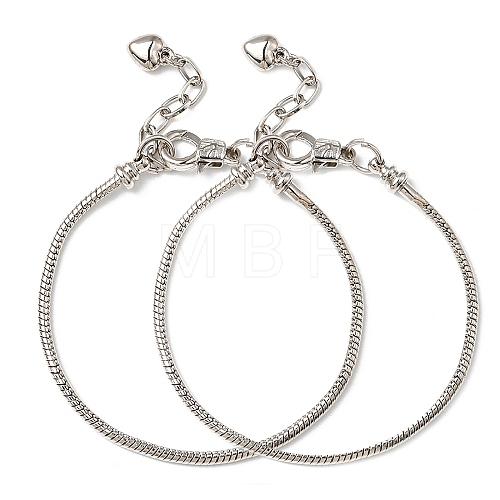 2Pcs Brass European Style Bracelets For Jewelry Making KK-YW0001-55-1