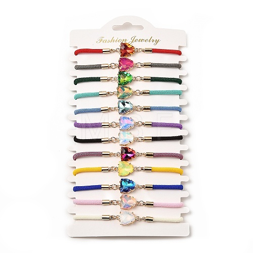 12Pcs 12 Colors Polyester Bracelets BJEW-P340-03G-1