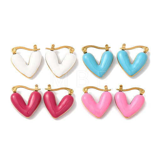 Heart Golden Ion Plating(IP) 304 Stainless Steel Hoop Earrings for Women EJEW-L287-051G-1