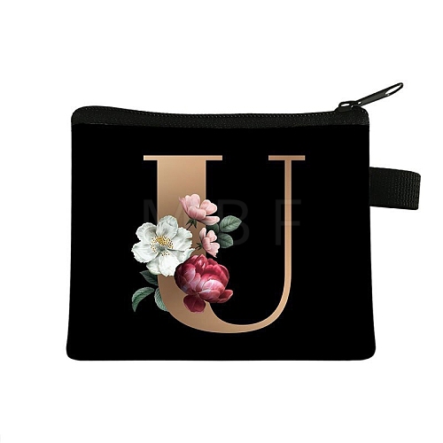 Initial Letter with Flower Cosmetic Bag PW-WG1F7F6-18-1