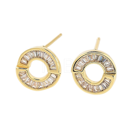 Rack Plating Ring Brass Stud Earrings EJEW-N055-39G-RS-1